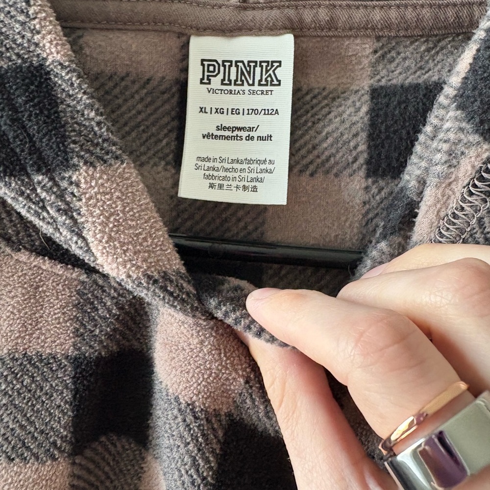 Pink Victoria's Secret Plaid Fleece Pajama Set - Picture 3 of 6